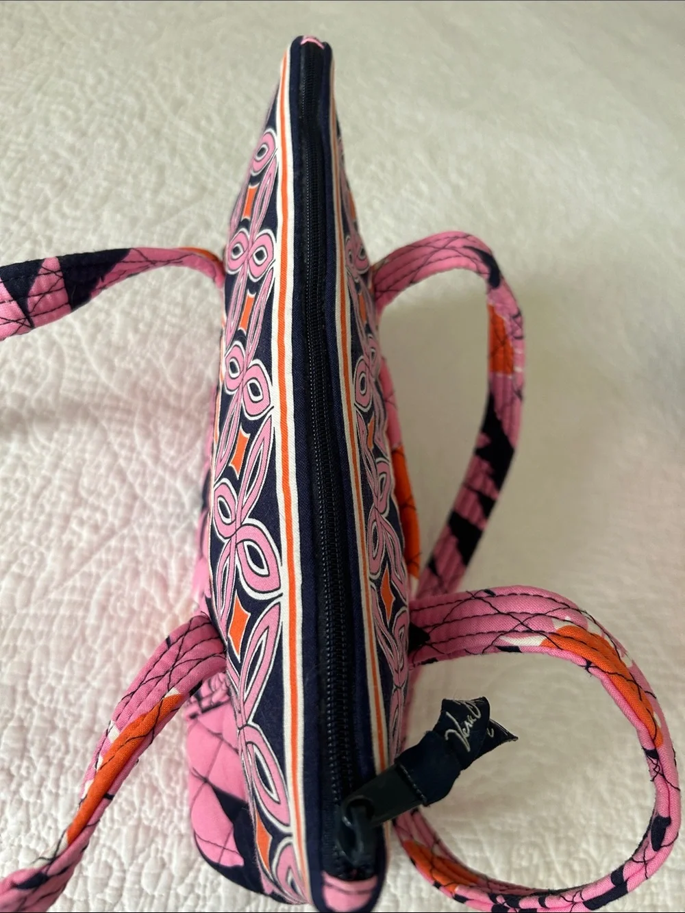 Vera Bradley Quilted Floral Pink and Navy Tote Bag